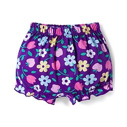 Babyhug 100% Cotton Knit Bloomers with Floral Print Pack of 3 - Yellow Purple & Pink