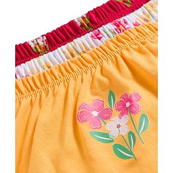 Babyhug 100% Cotton Knit Bloomers with Floral Print Pack of 3 - Yellow White & Red