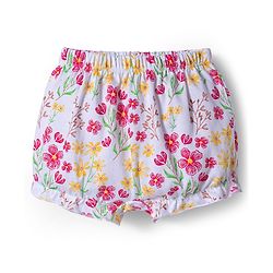 Babyhug 100% Cotton Knit Bloomers with Floral Print Pack of 3 - Yellow White & Red