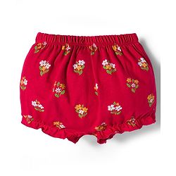 Babyhug 100% Cotton Knit Bloomers with Floral Print Pack of 3 - Yellow White & Red