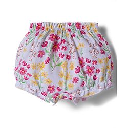 Babyhug 100% Cotton Knit Bloomers with Floral Print Pack of 3 - Yellow White & Red