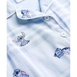 Babyhug Disney Cotton Woven Full Sleeves Co-ords Night Suit With Lilo & Stitch - Blue