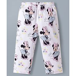 Babyhug Disney Cotton Woven Full Sleeves Co-ords Shirt & Pajama Night Suit with Minnie Mouse Print - White