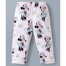 Babyhug Disney Cotton Woven Full Sleeves Co-ords Shirt & Pajama Night Suit with Minnie Mouse Print - White