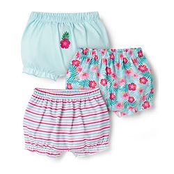 Babyhug 100% Cotton Single Jersey Knit Bloomer With Floral Print Pack Of 3 - Light Blue & Pink