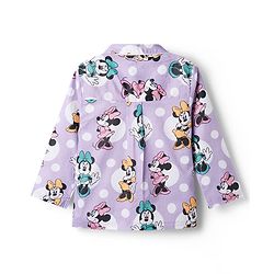 Babyhug Disney Cotton Woven Full Sleeves Front Open Co-Ords Shirt & Pyjama Night Suit With Minnie Mouse Print - Purple
