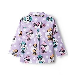 Babyhug Disney Cotton Woven Full Sleeves Front Open Co-Ords Shirt & Pyjama Night Suit With Minnie Mouse Print - Purple