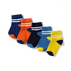 Cute Walk by Babyhug Non Terry Knit Ankle Length Anti Bacterial Socks With Stripes Pack of 5 - Multicolor