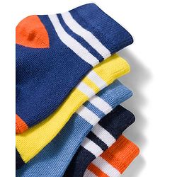 Cute Walk by Babyhug Non Terry Knit Ankle Length Anti Bacterial Socks With Stripes Pack of 5 - Multicolor