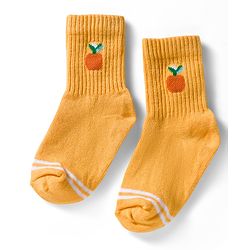 Cute Walk by Babyhug Ankle Length Anti Bacterial Socks with Fruits Design Pack of 5 - Golden & White