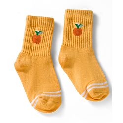 Cute Walk by Babyhug Ankle Length Anti Bacterial Socks with Fruits Design Pack of 5 - Golden & White