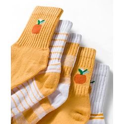 Cute Walk by Babyhug Ankle Length Anti Bacterial Socks with Fruits Design Pack of 5 - Golden & White