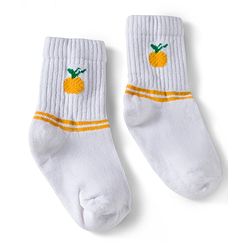 Cute Walk by Babyhug Ankle Length Anti Bacterial Socks with Fruits Design Pack of 5 - Golden & White