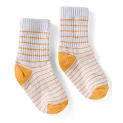 Cute Walk by Babyhug Ankle Length Anti Bacterial Socks with Fruits Design Pack of 5 - Golden & White