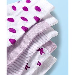 Cute Walk by Babyhug Ankle Length Anti-Bacterial Striped Socks with Polka Dot & Star Design Pack of 5 - Multicolor
