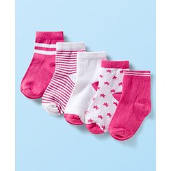 Cute Walk by Babyhug Ankle Length Anti-Bacterial Striped Socks with Star Design Pack of 5 - Multicolor
