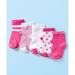 Cute Walk by Babyhug Ankle Length Anti-Bacterial Striped Socks with Star Design Pack of 5 - Multicolor