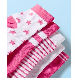 Cute Walk by Babyhug Ankle Length Anti-Bacterial Striped Socks with Star Design Pack of 5 - Multicolor