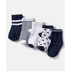 Cute Walk by Babyhug Ankle Length Anti-Bacterial Striped Socks with Star Design Pack of 5 - Multicolor