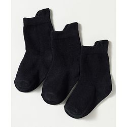 Cute Walk by Babyhug Non Terry Knit Ankle Length Anti Bacterial Solid Socks Pack of 3 - Black