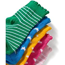 Cute Walk by Babyhug Ankle Length Anti-Bacterial Striped Socks with Polka Dot & Star Design Pack of 5 - Multicolor