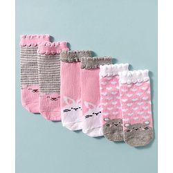 Cute Walk by Babyhug Ankle Length Anti Bacterial Socks With Animal Deign Pack of 3 - Multicolour