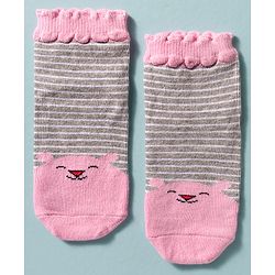 Cute Walk by Babyhug Ankle Length Anti Bacterial Socks With Animal Deign Pack of 3 - Multicolour