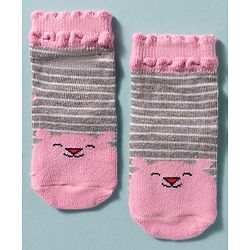 Cute Walk by Babyhug Ankle Length Anti Bacterial Socks With Animal Deign Pack of 3 - Multicolour