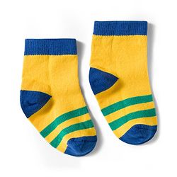 Cute Walk by Babyhug Non Terry Knit Ankle Length Anti Bacterial Socks With Stripes & Dinosaur Design Pack of 5 - Multicolour