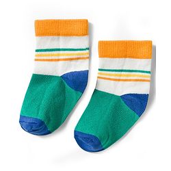 Cute Walk by Babyhug Non Terry Knit Ankle Length Anti Bacterial Socks With Stripes & Dinosaur Design Pack of 5 - Multicolour
