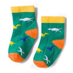 Cute Walk by Babyhug Non Terry Knit Ankle Length Anti Bacterial Socks With Stripes & Dinosaur Design Pack of 5 - Multicolour