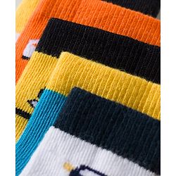 Cute Walk by Babyhug Non Terry Knit Ankle Length Anti Bacterial Socks With Stripes & Vehicles Design Pack of 5 - Mutlicolour