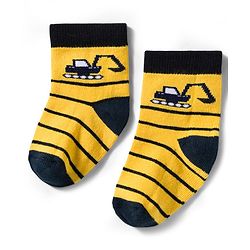 Cute Walk by Babyhug Non Terry Knit Ankle Length Anti Bacterial Socks With Stripes & Vehicles Design Pack of 5 - Mutlicolour