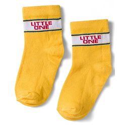Cute Walk by Babyhug Non Terry Knit Ankle Length Anti Bacterial Socks With Text Design Pack of 3 - Yellow Red & White