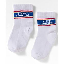 Cute Walk by Babyhug Non Terry Knit Ankle Length Anti Bacterial Socks With Text Design Pack of 3 - Yellow Red & White