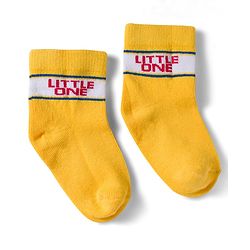 Cute Walk by Babyhug Non Terry Knit Ankle Length Anti Bacterial Socks With Text Design Pack of 3 - Yellow Red & White