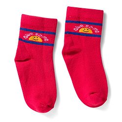 Cute Walk by Babyhug Non Terry Knit Ankle Length Anti Bacterial Socks With Text Design Pack of 3 - Yellow Red & White