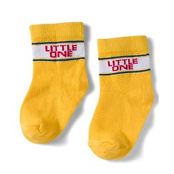 Cute Walk by Babyhug Non Terry Knit Ankle Length Anti Bacterial Socks With Text Design Pack of 3 - Yellow Red & White