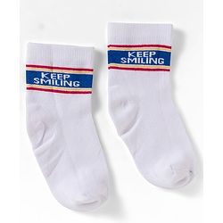 Cute Walk by Babyhug Non Terry Knit Ankle Length Anti Bacterial Socks With Text Design Pack of 3 - Yellow Red & White