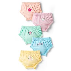 Babyhug 100% Cotton Knit Floral Printed Panties Pack of 5 - Multicolor