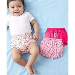 Babyhug Single Jersey Knit Bloomers With Floral & Polka Dot Print Pack of 3 - Multicolor