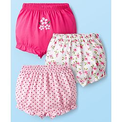 Babyhug Single Jersey Knit Bloomers With Floral & Polka Dot Print Pack of 3 - Multicolor