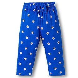 Babyhug Cotton Knit Full Sleeves Top & Pyjama Co-ord Night Suit With Floral Print - Blue