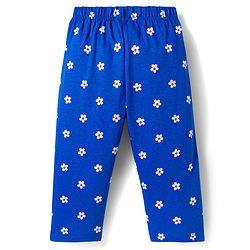 Babyhug Cotton Knit Full Sleeves Top & Pyjama Co-ord Night Suit With Floral Print - Blue
