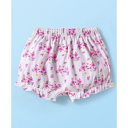 Babyhug 100% Cotton Knit Floral Printed Bloomers Pack Of 3 - Multicolour