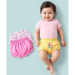 Babyhug 100% Cotton Knit Floral Printed Bloomers Pack Of 3 - Multicolour