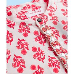 Babyhug Cotton Woven Full Sleeves Floral Printed Kurta Dhoti Set - White