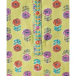 Babyhug Woven Full Sleeves Floral Printed Kurta & Dhoti Set - Green