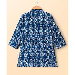 Babyhug Cotton Woven Full Sleeves Cambric Digital Printed Kurta Dhoti Set - Blue