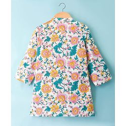 Babyhug Cotton Woven Full Sleeves Floral Printed Kurta Dhoti Set - Pink
